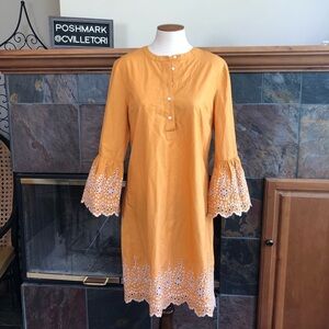 J. Crew Eyelet Bell Sleeve Button Down Dress